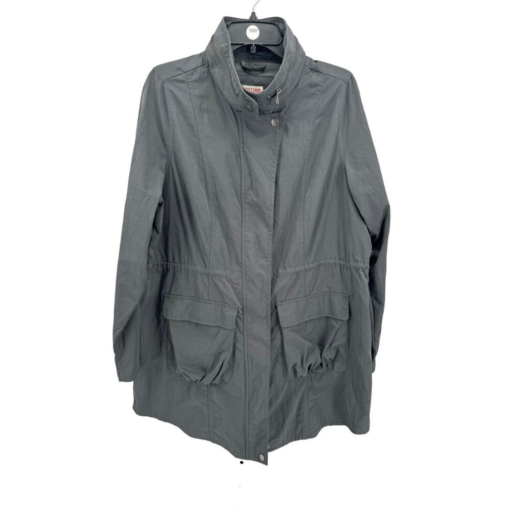 Mossimo Women's Gray Long Sleece Zip-Up Trench Coat Size XXL